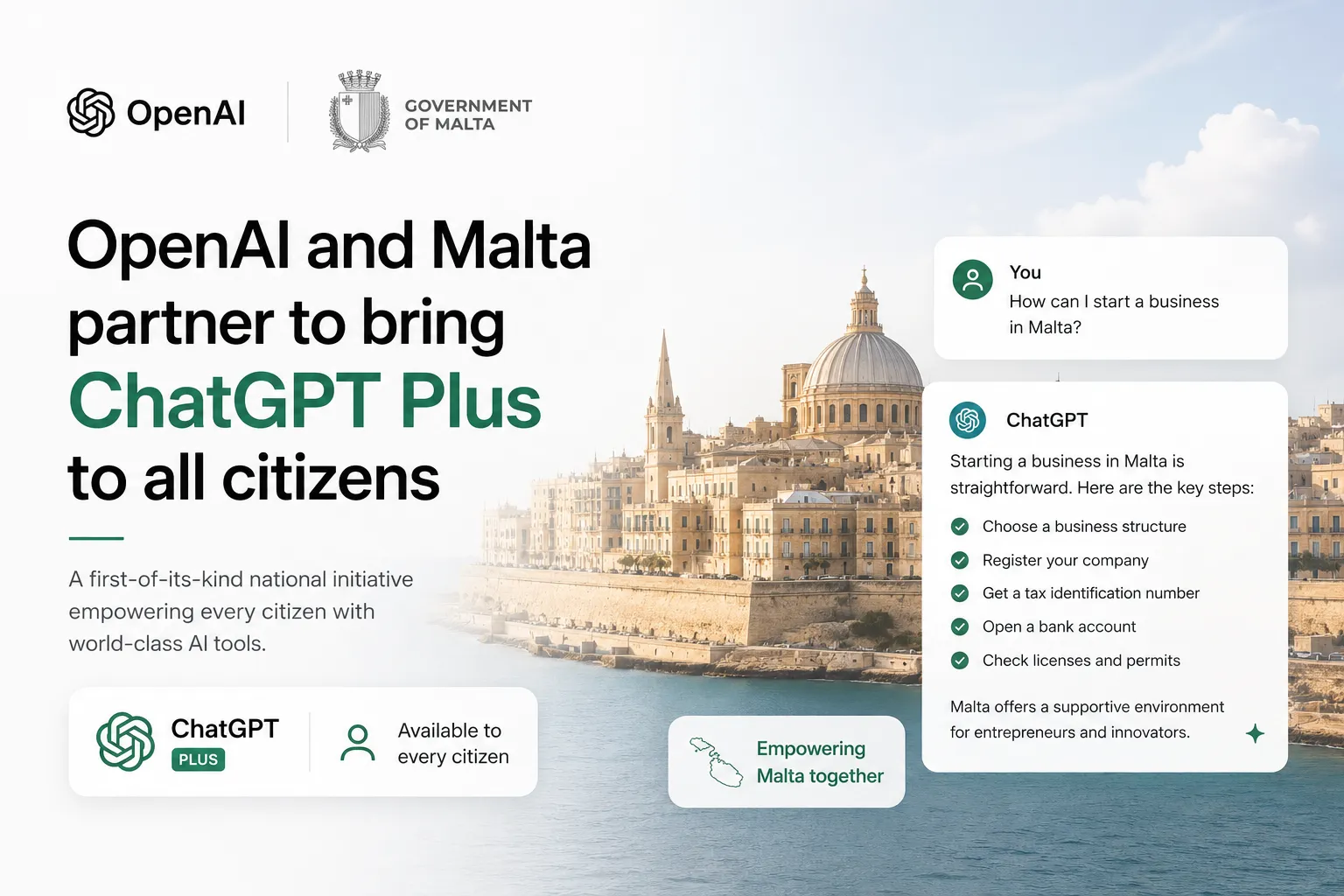 Malta Forges Historic Partnership with OpenAI to Offer ChatGPT Plus to All Citizens